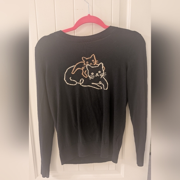 Banana 🍌 Republic - Cat 😺 Intarsia Lightweight Crewneck Sweater Size Small - Picture 3 of 6